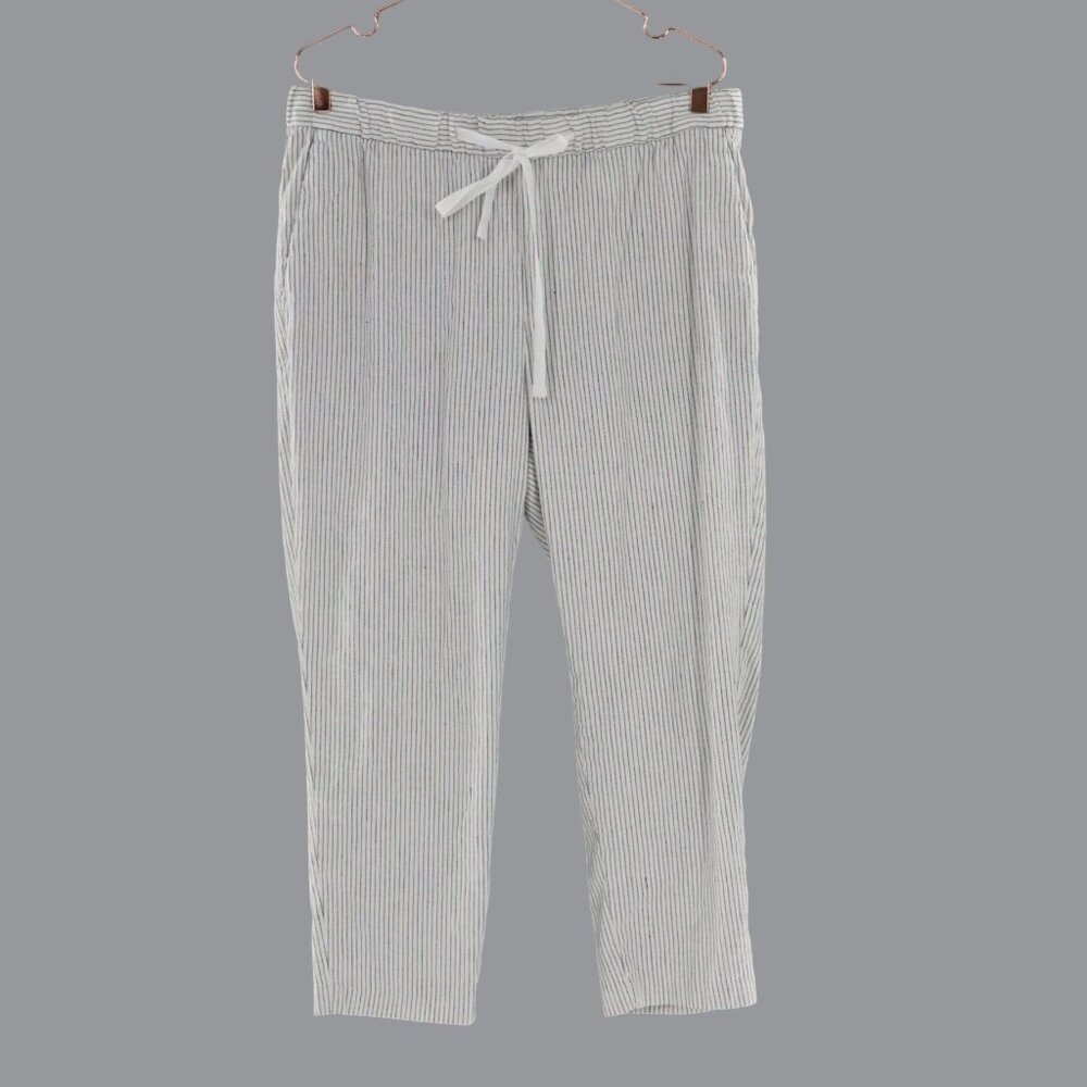 Banana Republic Hayden Linen Pants Womens L White Black Lagom Coastal Grannycore